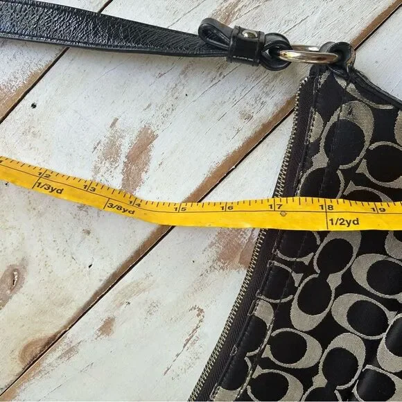 COACH black Penelope shoulder bag, Y2K canvas monogram logo purse F19232 casual - Picture 13 of 16